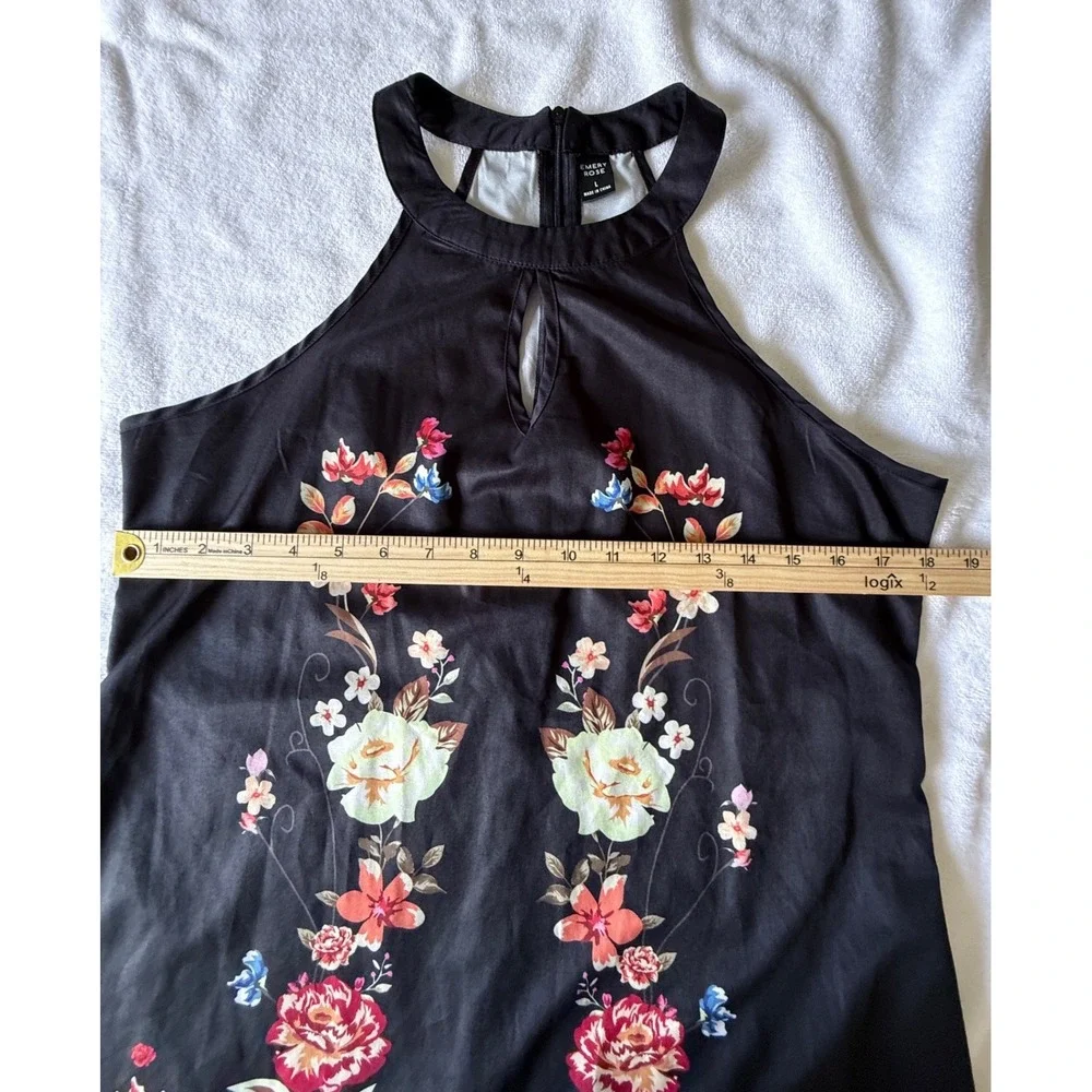 Cottagecore Feminine Emery Rose Black Halter Mini Dress Sleeveless Slinky Large - Picture 8 of 9